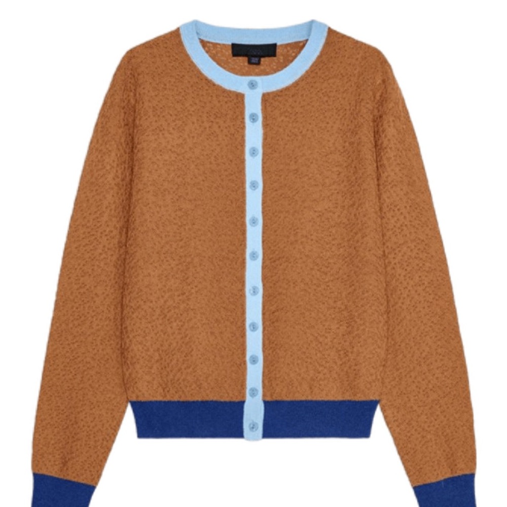 Zara Brown Cardigan with Blue Trim